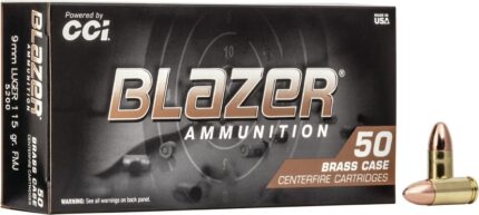 Blazer Brass 9mm Luger 115-Grain FMJ Centerfire Pistol Ammunition - 50 Rounds