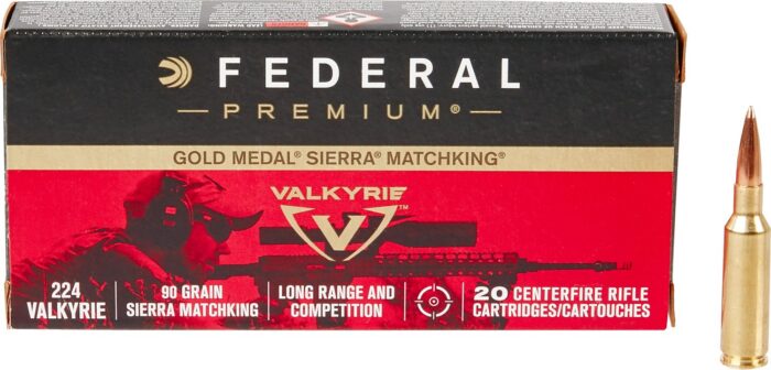 Federal Premium Gold Metal Sierra MatchKing .224 Valkyrie 90-Grain BTHP Ammunition - 20 Rounds