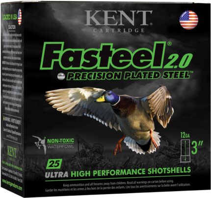 KENT Fasteel 2.0 Precision Plated Steel Waterfowl 12 Gauge Shotshells - 25 Rounds