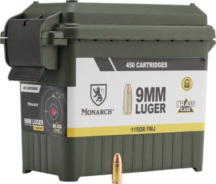 Monarch 9mm Luger 115-Grain FMJ Centerfire Brass Ammunition - 450 Rounds