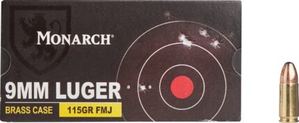 Monarch 9mm Luger FMJ 115 GR Brass Case - 50 Rounds