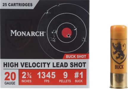 Monarch High Velocity 20 Gauge Buck Shotshells - 25 Rounds