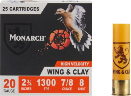 Monarch Wing & Clay 20 Gauge 7/8 oz Shotshells - 25 Rounds