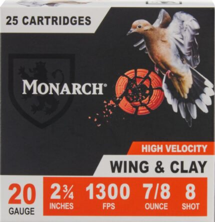 Monarch Wing & Clay 20 Gauge 7/8 oz Shotshells - 25 Rounds