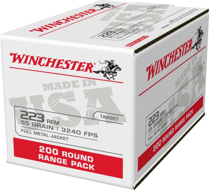 Winchester USA .223 Rem 55-Grain Full Metal Jacket Ammunition - 200 Rounds