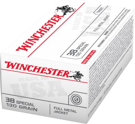 Winchester USA Full Metal Jacket .38 Special 130-Grain Handgun Ammunition - 50 Rounds