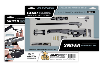 Goat Guns 1:4 Scale Sniper Rifle 12", Bipod, Able to Look Down Scope, Black, 3rd