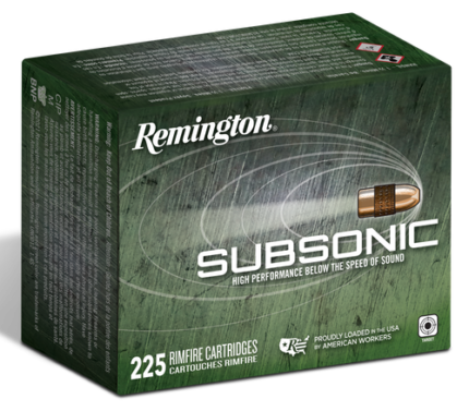 Remington Subsonic Rimfire 22 LR, 40gr, Hollow Point, 225rd Box