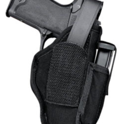 Uncle Mike's Hip Holster, MAG Pouch 15, 3.75-4.5" Barrel Large Auto, Black Nylon